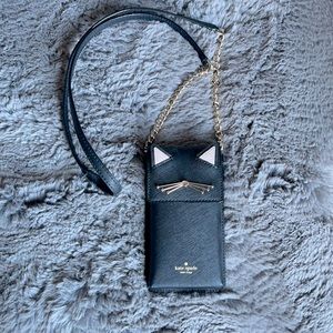 Kate Spade black kitty cat iPhone carrier
